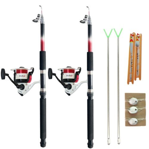 Complete for fishing with 2 rods 2.70 meters 2 Rests Reeds 2 Reels Wire and Lines Kolpo