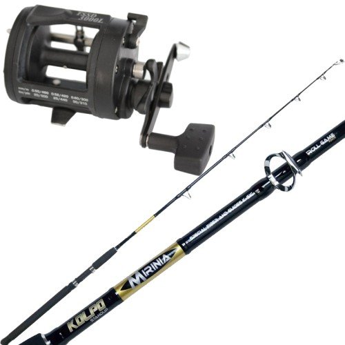 Kit Fishing Coastal Trolling Rod 10 30 lb Rotary Reel with Wire Guide Tatler